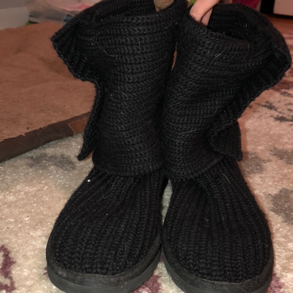 Black knit UGG boots